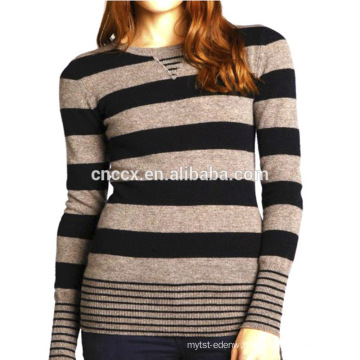 16FZCAS14 strip knitting women sweater cashmere jumper